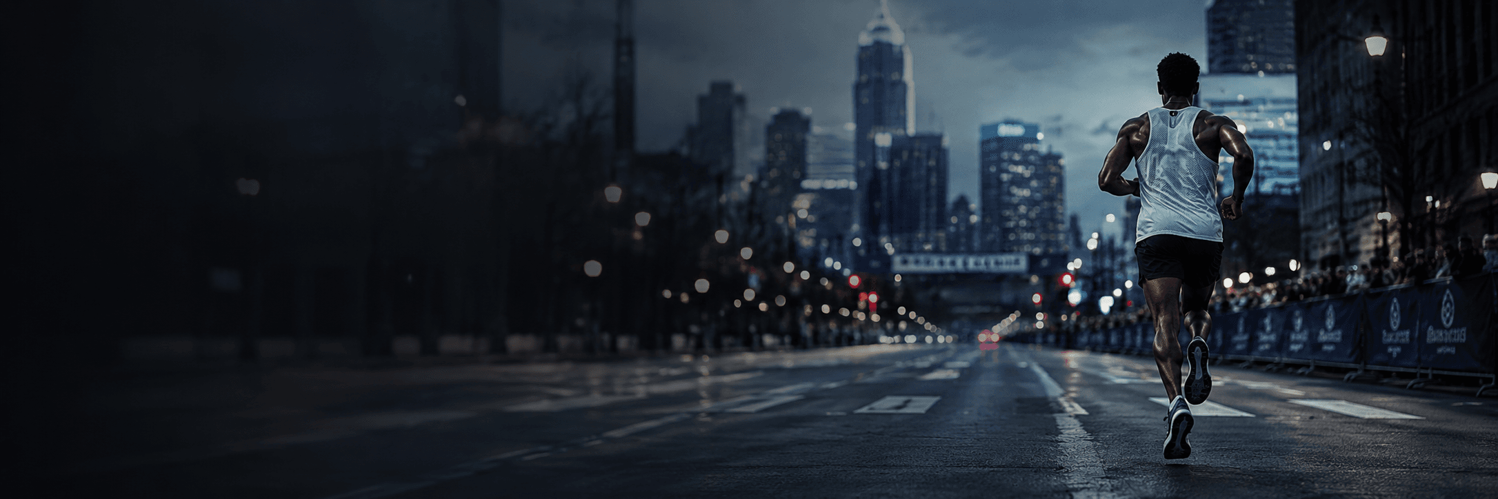 Marathon runner at dusk